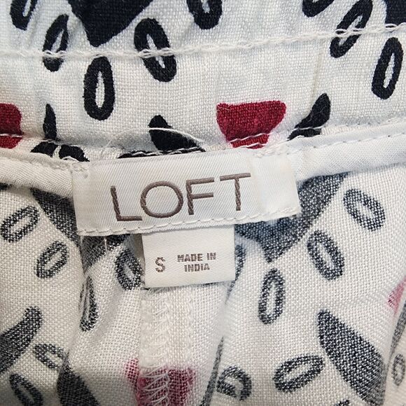 Loft Geo Linen Blend Shorts Size S Pull On Elastic Waist Drawstring Pockets - Picture 8 of 9